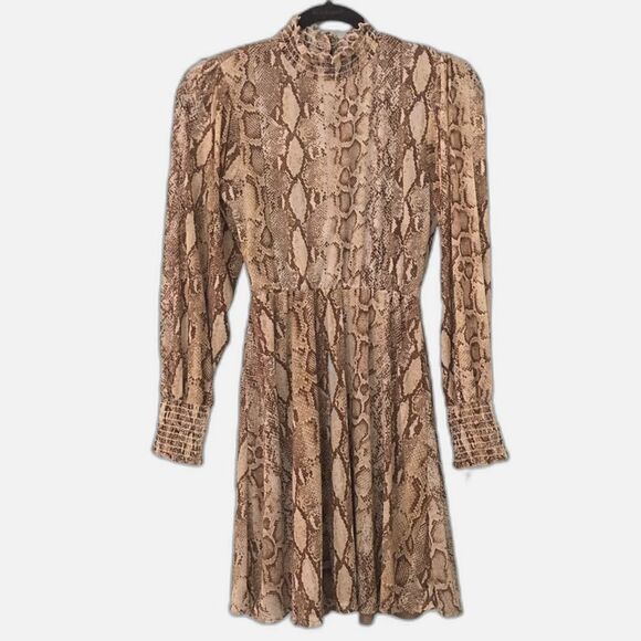 Mikey & Joey Snake Print Long Sleeve Smock Mini Dress M - Picture 2 of 7